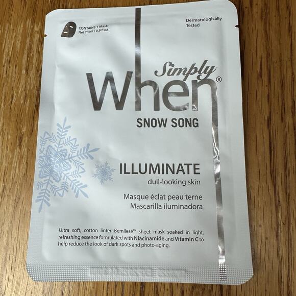 When Snow Song Illuminate Sheet Face Mask Set LOT OF 8 Sealed Packs Exp. 4/30/25 - Picture 2 of 3